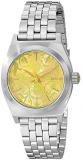 Nixon Ladies'Watch XS Small Plate Time Newon Yellow Dial Analogue Display and Silver Stainless Steel A 3991898&ndash;00
