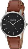 Nixon Men's Porter 35 Stainless Steel Japanese-Quartz Watch with Leather-Synthetic Strap, Brown, 17 (Model: A11991037)