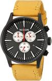 Nixon Men's 'Sentry Chrono' Quartz Metal and Leather Watch, Color:Orange (Model: A4052448-00)