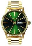 NIXON Sentry SS A356 - Gold Green Sunray - 100m Water Resistant Men's Analog Classic Watch (42mm Watch Face, 23mm-20mm Stainless Steel Band)