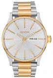 NIXON Sentry SS A356 - Silver/Gold - 100m Water Resistant Men's Analog Classic Watch (42mm Watch Face, 23mm-20mm Stainless Steel Band)