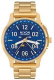 NIXON Men's Ascender Japenese-Quartz Analog Watch with Stainless Steel Band - All Gold/Blue Sunray