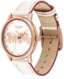 Coach Womens Grand White Leather Strap Rose Gold Case White Dial 14502973