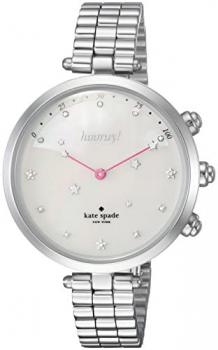 Kate Spade New York Women's Holland Slim Hybrid Watch with Stainless-Steel Strap, Silver, 12 (Model: KST23201)