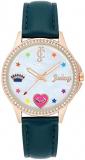 Juicy Couture JC/1106RGNV Black Label Women's Analog Watch Blue Faux Vegan Leather Strap MOP Dial