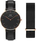 Daniel Wellington Gift Set, Classic Sheffield 36mm Rose Gold Watch with Cornwall...