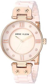 Anne Klein Women's Premium Crystal Accented Ceramic Bracelet Watch, AK/3478