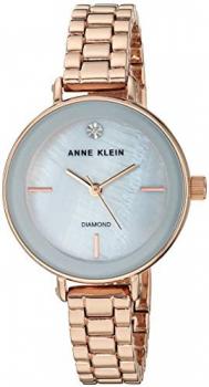 Anne Klein Women's Genuine Diamond Dial Rose Gold-Tone Bracelet Watch, AK/3386LGRG