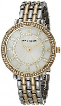 Anne Klein Women's Premium Crystal Accented Two-Tone Bracelet Watch, AK/3799