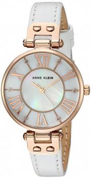 Anne Klein Women's Glitter Accented Leather Strap Watch