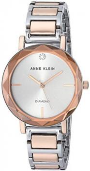 Anne Klein Women's Diamond Dial Bracelet Watch with Faceted Lens