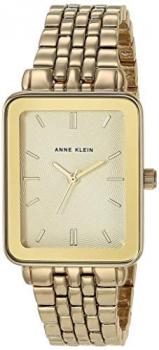 Anne Klein Women's Gold-Tone Bracelet Watch with Rectangular Case, AK/3614