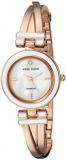 Anne Klein Women's AK/2622WTRG Diamond-Accented White and Rose Gold-Tone Bangle Watch
