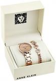 Anne Klein Women's Premium Crystal Accented Rose Gold-Tone Watch and Bracelet Set, AK/3520RGST