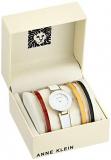 Anne Klein Women's Glitter Accented Gold-Tone and White Watch with Bangle Set, AK/3510GPST