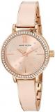 Anne Klein Women's Premium Crystal Accented Rose Gold-Tone and Blush Pink Bangle Watch and Bracelet Set, AK/3716BHST