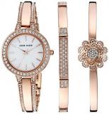 Anne Klein Women's AK/3355 Premium Crystal Accented Watch and Bangle Set