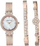 Anne Klein Women's Premium Crystal Accented Watch and Bracelet Set, AK/3202RGST