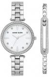 Anne Klein Silver-Tone Watch and Bracelet Set