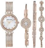 Anne Klein Women's Premium Crystal Accented Chain Watch and Bracelet Set, AK/330...