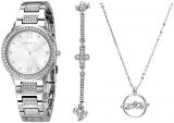 Anne Klein Women's Premium Crystal Accented Silver-Tone Bracelet Watch and Jewelry Set, AK/3543SVST