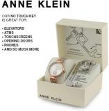 Anne Klein Women's Premium Crystal Accented Rose Gold-Tone and Silver-Tone Mesh Bracelet Watch and No Touch Key, AK/3001TRST