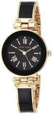 Anne Klein Women's Premium Crystal Accented Gold-Tone and Black Bangle Watch Set, AK/3374BKST
