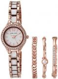 Anne Klein Women's Premium Crystal Accented Watch and Bracelet Set, AK/3396