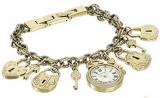 Anne Klein Women's Gold-Tone Charm Bracelet Watch, AK/3460GPCH
