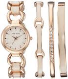 Anne Klein Women's AK/1952RGST Premium Crystal Accented Rose Gold-Tone and Blush Pink Watch and Bracelet Set