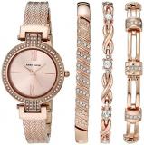 Anne Klein Women's Premium Crystal Accented Watch and Bracelet Set, AK/3584