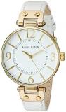Anne Klein Women's 109168WTWT Gold-Tone and White Leather Strap Watch