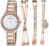 Anne Klein Women's Premium Crystal Accented Bracelet Watch and Bangle Set, AK/35...