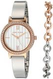 Anne Klein Women's Premium Crystal Accented Rose Gold-Tone and Silver-Tone Bangle and Bracelet Set, AK/3733RTST