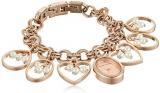 Anne Klein Women's Premium Crystal Accented Rose Gold-Tone Charm Bracelet Watch, AK/3562RGCH