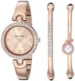 Anne Klein Women's Premium Crystal Accented Watch and Bangle Set, AK/3288