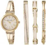 Anne Klein Women's Premium Crystal Accented Blush Pink and Gold-Tone Bangle Watc...