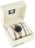 Anne Klein Women's Premium Crystal Accented Textured Bangle Watch and Bracelet Set, AK/3394