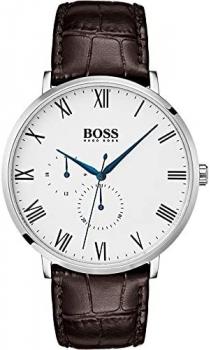 Boss Men&#39;s William Classic Brown Leather White Dial 1513617
