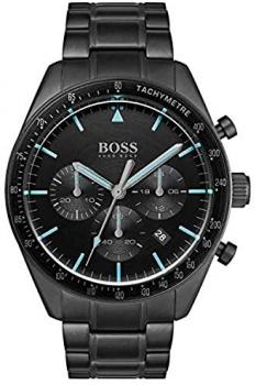 Hugo Boss Men&#39;s Chronograph Trophy Black Stainless Steel Bracelet Watch 44mm - 1513675