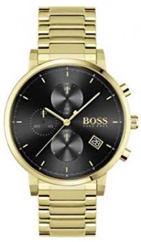 HUGO Men&#39;s Quartz Watch with Stainless Steel Strap, Gold Plated, 20 (Model: 1513781)