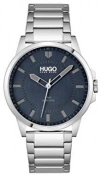 HUGO Men&#39;s Quartz Watch with Stainless Steel Strap, Silver, 22 (Model: 1530186)