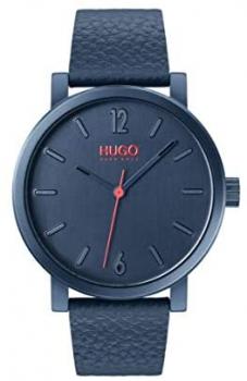 HUGO by Hugo Boss Men&#39;s Stainless Steel Quartz Watch with Leather Strap, Blue, 20 (Model: 1530116)