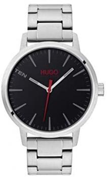 HUGO by Hugo Boss Men&#39;s #Stand Quartz Watch with Stainless Steel Strap, Silver, 20 (Model: 1530140)
