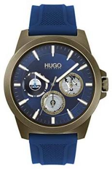 HUGO by Hugo Boss Men&#39;s #Twist Stainless Steel Quartz Watch with Silicone Strap, Blue, 22 (Model: 1530130)