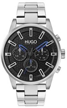 HUGO by Hugo Boss Men&#39;s #Seek Quartz Watch with Stainless Steel Strap, Silver, 22 (Model: 1530151)