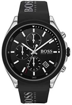 BOSS Men&#39;s Stainless Steel Quartz Watch with Silicone Strap, Black, 22 (Model: 1513716)