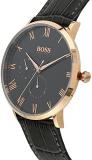 Boss William Classic Dark Grey Leather & Dial Plated Case 1513619