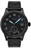 Hugo Boss Legacy Stainless Steel Black Sunray Dial Leather Strap Men&#39;s Watch