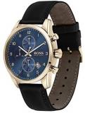 HUGO Men's Stainless Steel Quartz Watch with Leather Strap, Black, 22 (Model: 1513783)